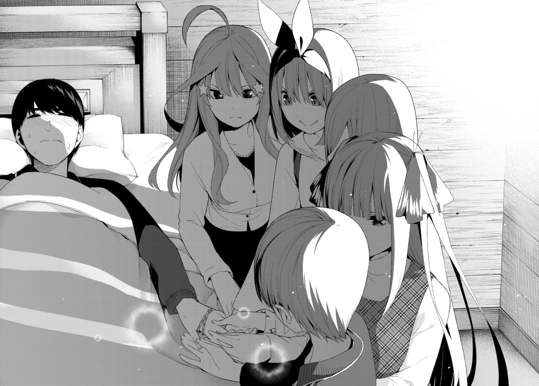 Ketika Fuutarou sakit kelima bersaudari menjaga bersama.