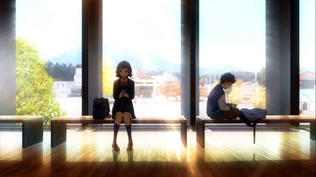 Chika (kiri) dan Tsugu (kanan), menunggu Aoi di balai kota kalau tidak salah.